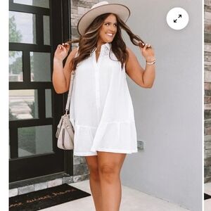 Nwot IMPRESSIONS 3X LINEN WHOTE BUTTON DOWN ROMPER